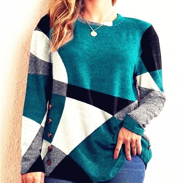 button geometric contrast long sleeve printed loose tshirt women spring autumn elegant lady t shirt s5xl 220815, White
button geometric contrast long sleeve printed loose tshirt women spring autumn elegant lady t shirt s5xl 220815, White