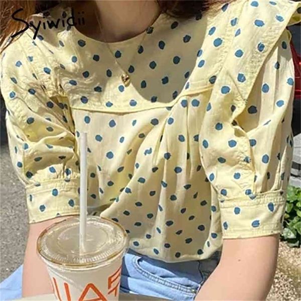 polka dot blouses women ruffles pull sleeve short casual o-neck clothes summer korean fashion shirt 210607, White
polka dot blouses women ruffles pull sleeve short casual o-neck clothes summer korean fashion shirt 210607, White
