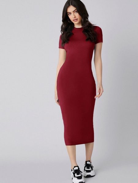 solid bodycon dress b3gm#, Black;gray