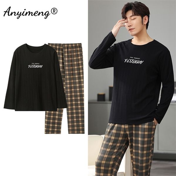 big size men pajamas autumn winter chic gentleman pjs fashion mens casual sleepwear plaid pants cotton pijama set for boy 220720, Black;brown
big size men pajamas autumn winter chic gentleman pjs fashion mens casual sleepwear plaid pants cotton pijama set for boy 220720, Black;brown
