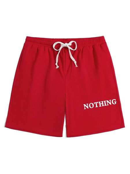 romwe guys letter drawstring shorts l2at#, White;black