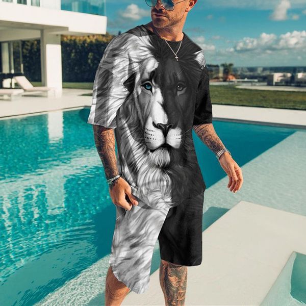 t shirt set for men 3d lion printed 2 piece casual sets summer o-neck oversized suit sportswear set men shorts men's tracksuit 220602, Gray
t shirt set for men 3d lion printed 2 piece casual sets summer o-neck oversized suit sportswear set men shorts men's tracksuit 220602, Gray