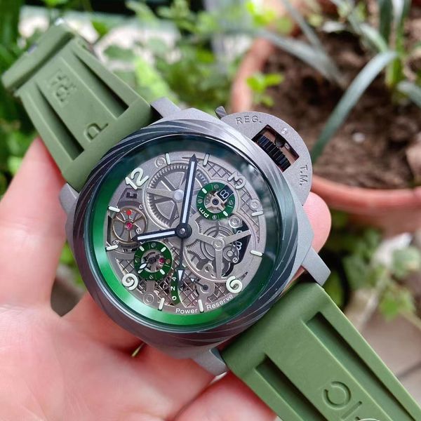 men's watches stainless steel automatic machinery pam00768 hollowed out green sport watch, Slivery;brown
men's watches stainless steel automatic machinery pam00768 hollowed out green sport watch, Slivery;brown