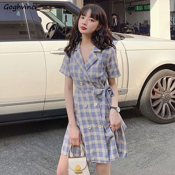 short sleeve dress women plaid turn-down collar double breast summer womens beauty elegant leisure button trendy ulzzang retro, Black;gray
short sleeve dress women plaid turn-down collar double breast summer womens beauty elegant leisure button trendy ulzzang retro, Black;gray