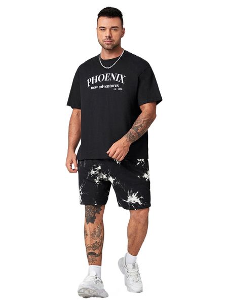 extended sizes men slogan graphic tee & tie dye print shorts n30m#, Gray
extended sizes men slogan graphic tee & tie dye print shorts n30m#, Gray