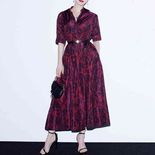 casual dresses rose early autumn women's dress lapel waist large swing printed with belt, Black;gray
casual dresses rose early autumn women's dress lapel waist large swing printed with belt, Black;gray