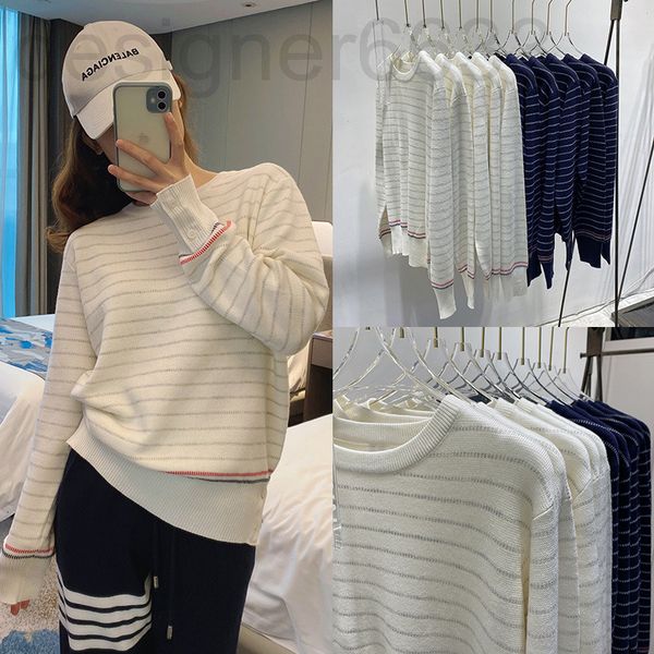 women's knits & tees designer tb college style knitting dotted line stripe contrast color loose casual versatile v-neck pullover long s, White
women's knits & tees designer tb college style knitting dotted line stripe contrast color loose casual versatile v-neck pullover long s, White