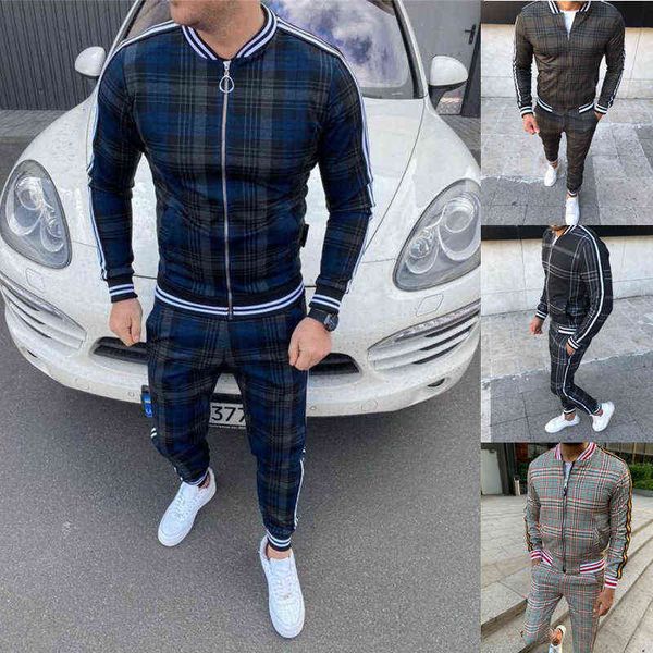 gentleman sport casual stripe plaid suit men's zipper jacket and two-piece tether pants, Gray
gentleman sport casual stripe plaid suit men's zipper jacket and two-piece tether pants, Gray