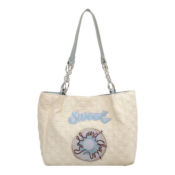 designer tote bag large-capacity nylon embroidery pattern purse chain one-shoulder bag for shopping and travel in simple style
designer tote bag large-capacity nylon embroidery pattern purse chain one-shoulder bag for shopping and travel in simple style