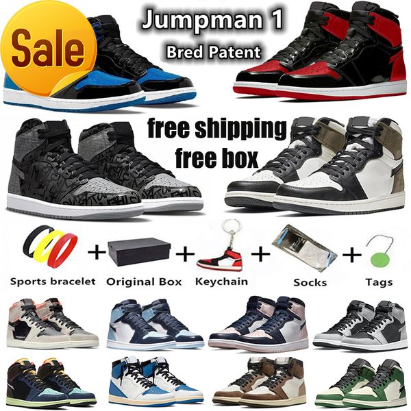 with box jumpman 1 1s men women basketball shoes patent royal bred patent blue chill fragment particle grey light bone rust shadow, Black
with box jumpman 1 1s men women basketball shoes patent royal bred patent blue chill fragment particle grey light bone rust shadow, Black