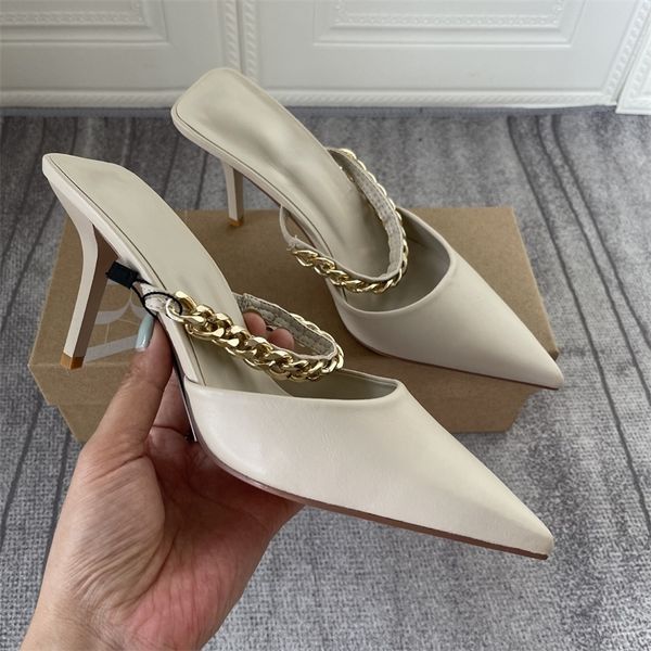 za high heel shoes women thin heel pointed toe metal chain mules beige women's high heels zapatos de mujer 220325, Black
za high heel shoes women thin heel pointed toe metal chain mules beige women's high heels zapatos de mujer 220325, Black