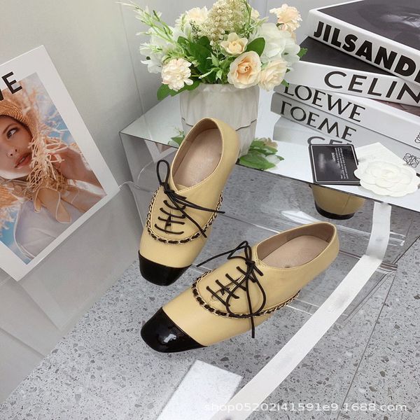dress shoes chain decoration small square head color matching single shoes women's flat early autumn lace up deep mouth british, Black
dress shoes chain decoration small square head color matching single shoes women's flat early autumn lace up deep mouth british, Black