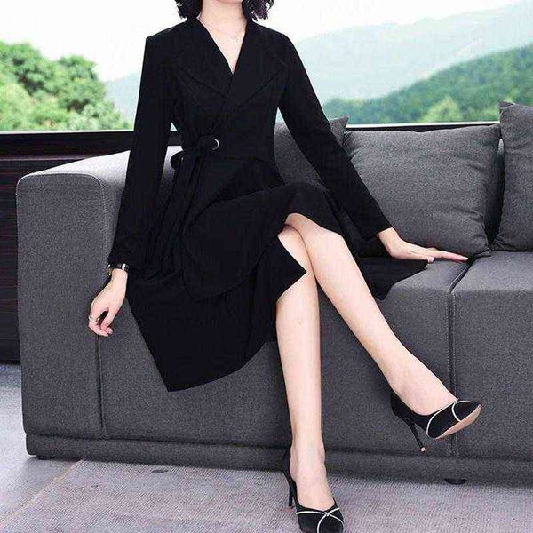 women's trench coats 2021 autumn korean chiffon windbreaker women mid-length fashion large size casual ladies skirt type jacket coat t2, Tan;black
women's trench coats 2021 autumn korean chiffon windbreaker women mid-length fashion large size casual ladies skirt type jacket coat t2, Tan;black