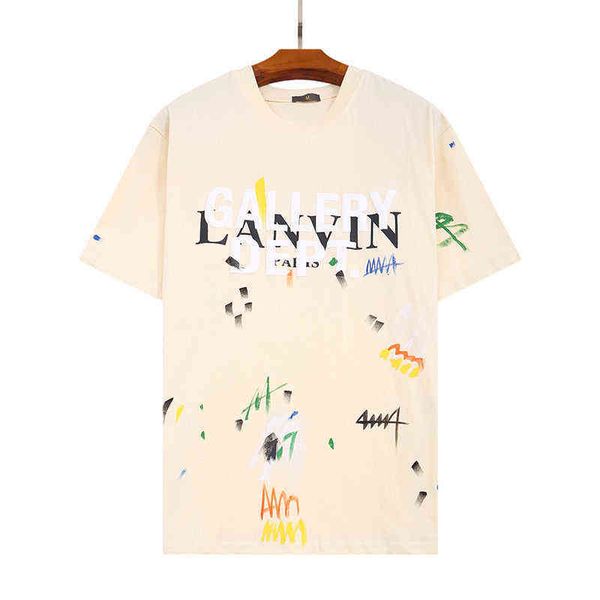 mens and women t shirt lanvin gal joint cotton hand-painted ink splash graffiti letters loose short-sleeved round neck t, White;black
mens and women t shirt lanvin gal joint cotton hand-painted ink splash graffiti letters loose short-sleeved round neck t, White;black