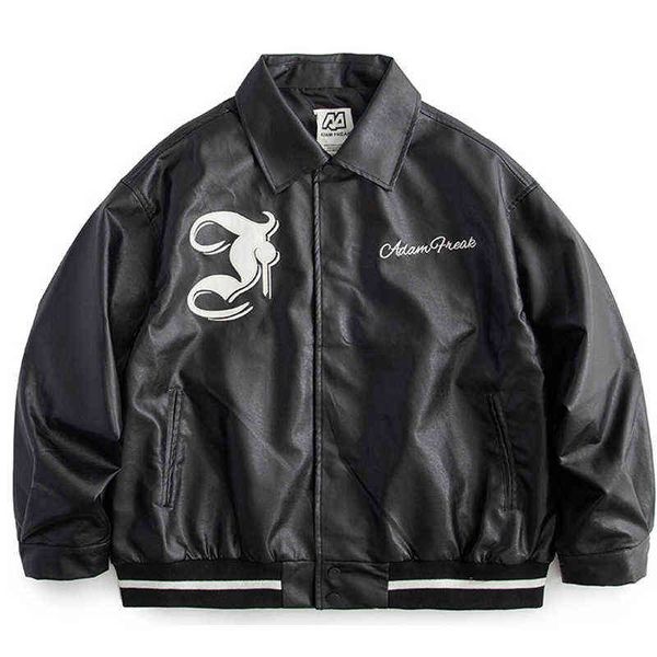 new autumn pu leather men motorcycle jacket letter embroidery couple bomber pilot coat coach vintage casual streetwear t220728, Black;brown
new autumn pu leather men motorcycle jacket letter embroidery couple bomber pilot coat coach vintage casual streetwear t220728, Black;brown