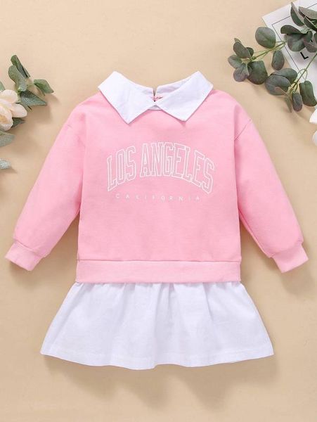 baby letter graphic contrast collar drop shoulder 2 in 1 sweatshirt dress she, Black
baby letter graphic contrast collar drop shoulder 2 in 1 sweatshirt dress she, Black