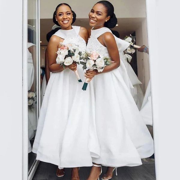 new arrival white a-line bridesmaid dresses with bow halter satin dress for weddings tea length applique girls party bridesmaid robes, White;pink
new arrival white a-line bridesmaid dresses with bow halter satin dress for weddings tea length applique girls party bridesmaid robes, White;pink