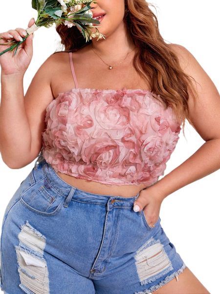 plus stereo flower shirred back crop cami y2xu#, Black
plus stereo flower shirred back crop cami y2xu#, Black