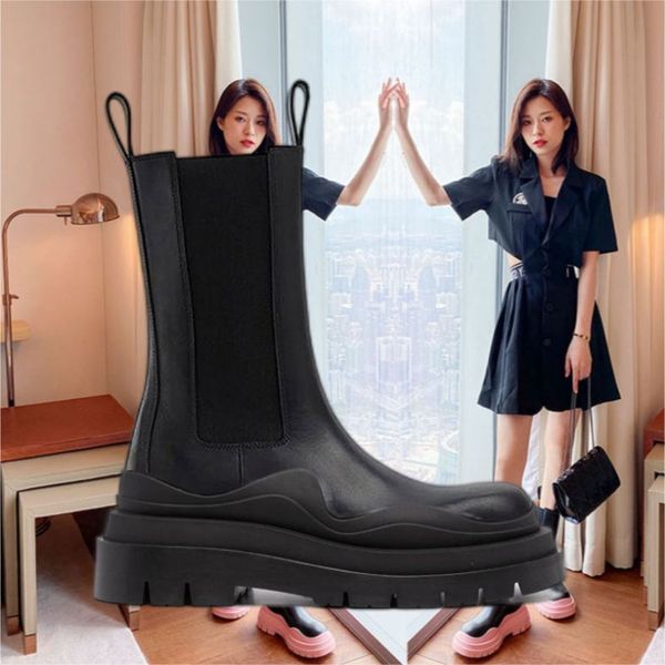two tone tire chelsea boots women platform chunky boot lady luxe design men calf desiger mid tube calfskin slip-on style round toe boots bla, Black
two tone tire chelsea boots women platform chunky boot lady luxe design men calf desiger mid tube calfskin slip-on style round toe boots bla, Black