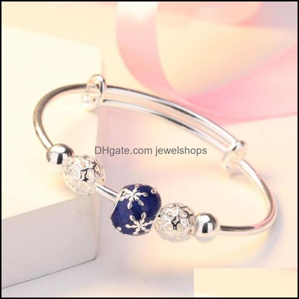 925 sterling sier round bead snowflake dreamcatcher charm bracelet bangle for women elegant 2021 jewelry gift sl303 drop delivery bangle br, Black
925 sterling sier round bead snowflake dreamcatcher charm bracelet bangle for women elegant 2021 jewelry gift sl303 drop delivery bangle br, Black