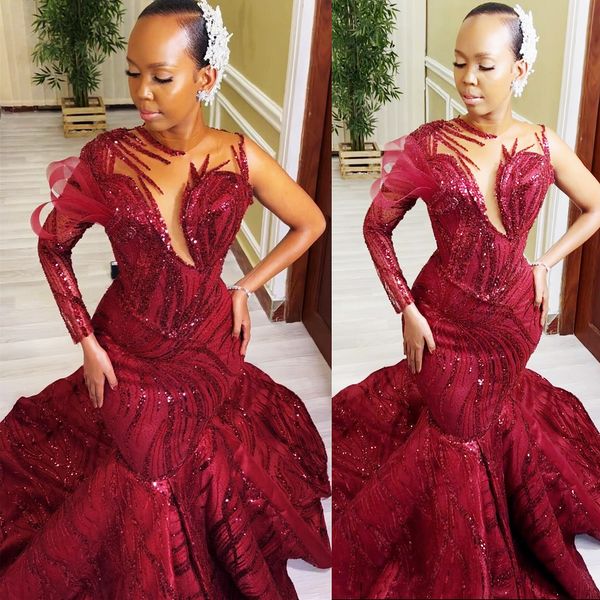 2022 plus size arabic aso ebi burgundy mermaid sparkly prom dresses sheer neck evening formal party second reception birthday engagement gow, Black
2022 plus size arabic aso ebi burgundy mermaid sparkly prom dresses sheer neck evening formal party second reception birthday engagement gow, Black