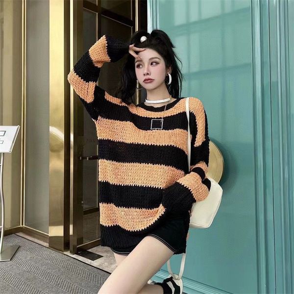 women's stripe knitted sweater embroidered letters square loose jumper hollow out blouse autumn women woolen pullover, White;black
women's stripe knitted sweater embroidered letters square loose jumper hollow out blouse autumn women woolen pullover, White;black