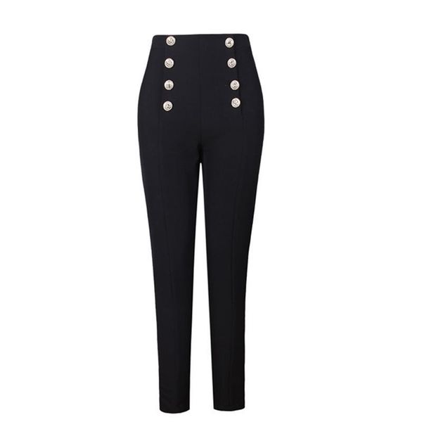 selling popular style elegant women solid color black & white buttons slim penci pants all-match ankle-length capris 201112
selling popular style elegant women solid color black & white buttons slim penci pants all-match ankle-length capris 201112