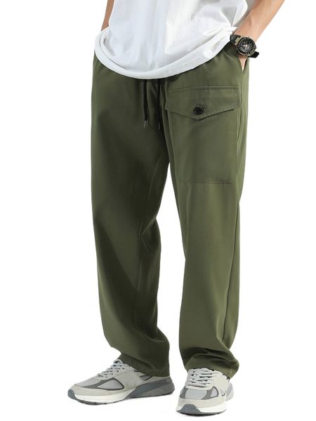 men flap pocket drawstring waist pants 58pr#, Black
men flap pocket drawstring waist pants 58pr#, Black