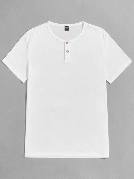 men button detail solid tee g7q8#, White;black
men button detail solid tee g7q8#, White;black