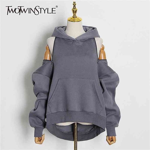 twotwinstyle casual solid sweatshirt for women hooded collar long sleeve hollow out minimalist sweatshirts female fashion fall 210820, Black
twotwinstyle casual solid sweatshirt for women hooded collar long sleeve hollow out minimalist sweatshirts female fashion fall 210820, Black