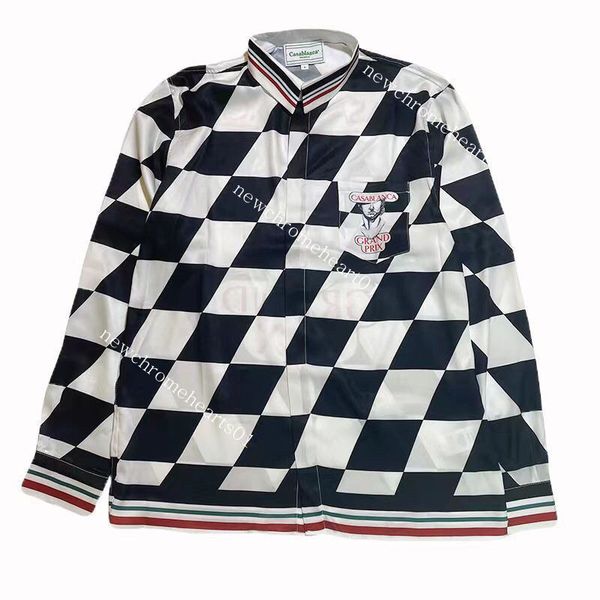casablanca button-down plaid shirt grand prix chessboard sculpture men and women casual long sleeved shirts, White;black
casablanca button-down plaid shirt grand prix chessboard sculpture men and women casual long sleeved shirts, White;black