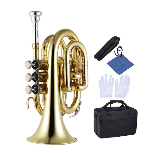 mini pocket trumpet bb flat brass wind instrument with mouthpiece gloves cleaning cloth carrying case brush
mini pocket trumpet bb flat brass wind instrument with mouthpiece gloves cleaning cloth carrying case brush