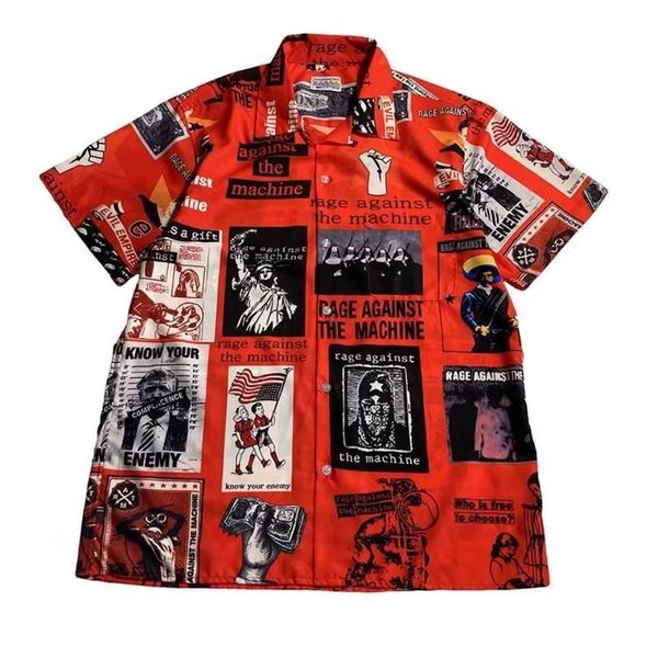 designer wacko maria rage age the machine poster short sleeve couple shirt, White;black
designer wacko maria rage age the machine poster short sleeve couple shirt, White;black