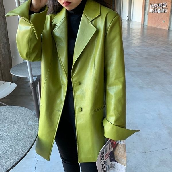 ewq autumn simple long sleeve women up jacket korea loose casual fashion trend ladies leather jacket qv1 201026, Black;brown
ewq autumn simple long sleeve women up jacket korea loose casual fashion trend ladies leather jacket qv1 201026, Black;brown