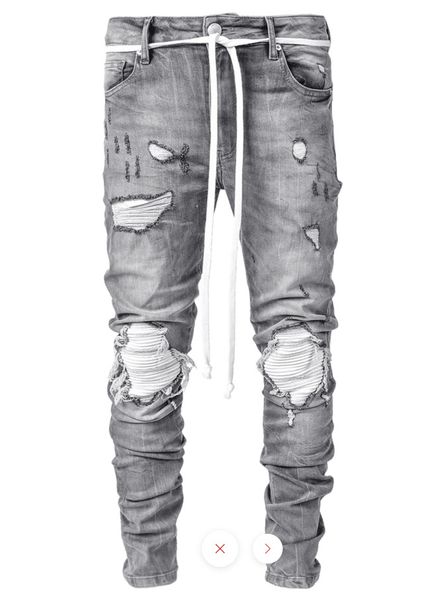 23ss men's elastic jeans machine small foot pants car perforated black jeans men, Blue
23ss men's elastic jeans machine small foot pants car perforated black jeans men, Blue