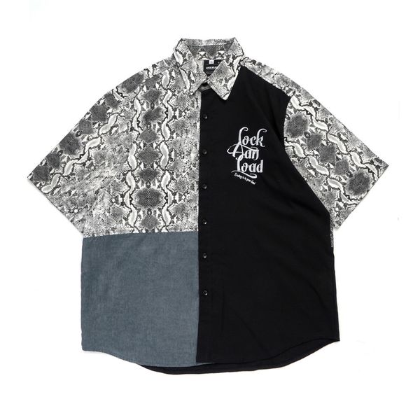 collision-color stitching short-sleeve shirt men's street trend matching color snake-like lapel half sleeve summer five sleeve, White;black
collision-color stitching short-sleeve shirt men's street trend matching color snake-like lapel half sleeve summer five sleeve, White;black