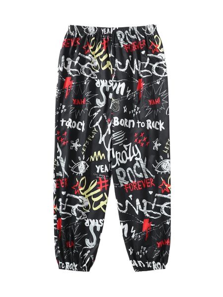 plus slogan graphic carrot pants f4pq#, Black 
plus slogan graphic carrot pants f4pq#, Black