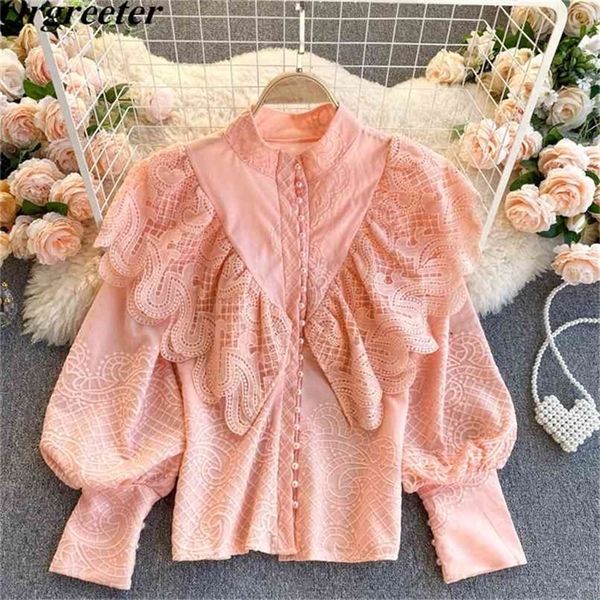 chic beaded button retro embroidery lace ruffled patchwork shirt stand collar puff sleeve femme blusas women blouses 210602, White
chic beaded button retro embroidery lace ruffled patchwork shirt stand collar puff sleeve femme blusas women blouses 210602, White