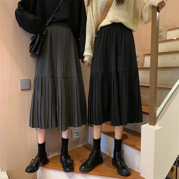 elegant solid midi pleated skirt women autumn winter ladies korean high waist aline school long skirt female 210311, Black
elegant solid midi pleated skirt women autumn winter ladies korean high waist aline school long skirt female 210311, Black