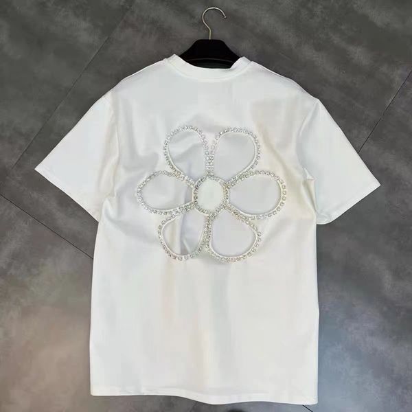 back diamond hollow out flower t-shirt for women round collar short sleeve fashion casual tees female dh06, White
back diamond hollow out flower t-shirt for women round collar short sleeve fashion casual tees female dh06, White