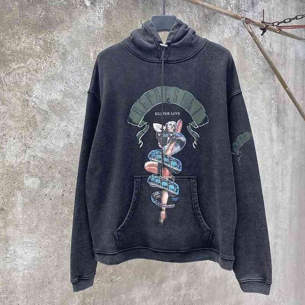 street high tide brand beauty snake limited present fabric washing water used hoodie, Black
street high tide brand beauty snake limited present fabric washing water used hoodie, Black