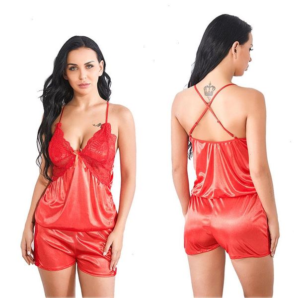 fashion womens lace sleepwears pattern imitation ice silk suspender skirt shorts suit factory direct in europe and america, Black;red
fashion womens lace sleepwears pattern imitation ice silk suspender skirt shorts suit factory direct in europe and america, Black;red