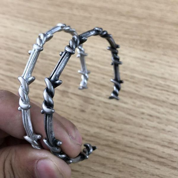 men bangle open cuff twist thorns wire pulsera steel geometric bracelet bangles 16 20cm barbed jewelry 220716, Black
men bangle open cuff twist thorns wire pulsera steel geometric bracelet bangles 16 20cm barbed jewelry 220716, Black