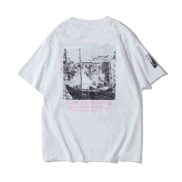 off men's t-shirts summer new monet boat print letters casual short sleeve t-shirt printed the back, White;black
off men's t-shirts summer new monet boat print letters casual short sleeve t-shirt printed the back, White;black