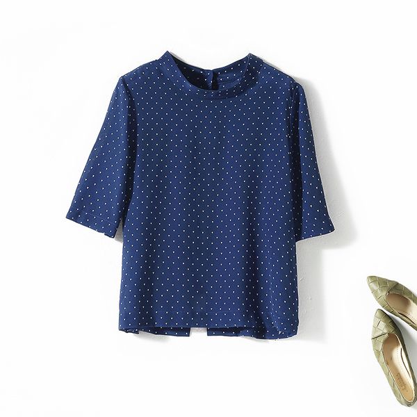 women's blouses & shirts summer street silk blue short geometric pattern silk mulberry round neck back button up blouse noct, White
women's blouses & shirts summer street silk blue short geometric pattern silk mulberry round neck back button up blouse noct, White