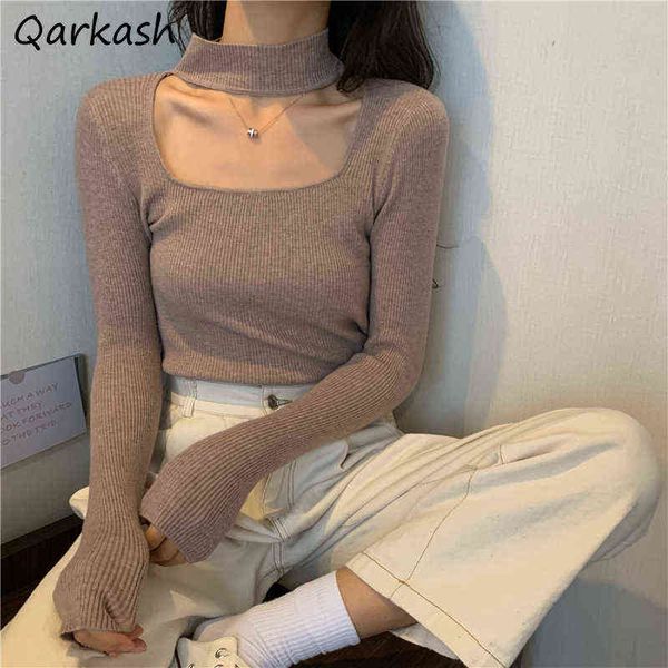pullovers women long sleeve knitwear candy color harajuku halter design chic stretchy jumper casual feminino sweater soft mujer h220427 t220, White;black
pullovers women long sleeve knitwear candy color harajuku halter design chic stretchy jumper casual feminino sweater soft mujer h220427 t220, White;black