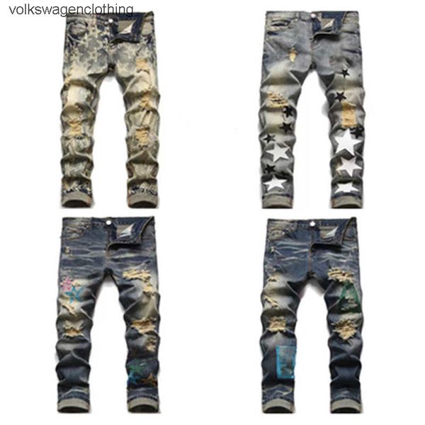 men's designer ripped jeans hip-hop high street brand cycling motorcycle embroidery close-fitting slim pencil pants 2022, Blue
men's designer ripped jeans hip-hop high street brand cycling motorcycle embroidery close-fitting slim pencil pants 2022, Blue