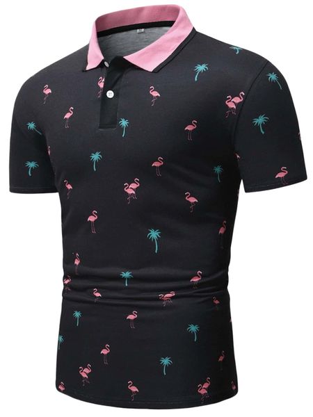 men flamingo & coconut tree print contrast trim polo shirt b6bm#, White;black
men flamingo & coconut tree print contrast trim polo shirt b6bm#, White;black