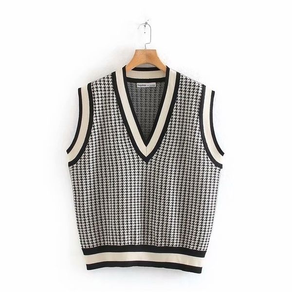 za loose v neck vests women fashion casual houndstooth coats women elegant pullover vests female pullovers ladies kh lj201113, White;black
za loose v neck vests women fashion casual houndstooth coats women elegant pullover vests female pullovers ladies kh lj201113, White;black