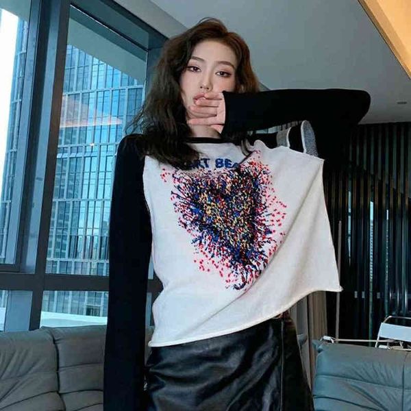 women's knits & tees d family's same heart-shaped sweater female european love inlaid color contrast leisure long sleeved early au, White
women's knits & tees d family's same heart-shaped sweater female european love inlaid color contrast leisure long sleeved early au, White